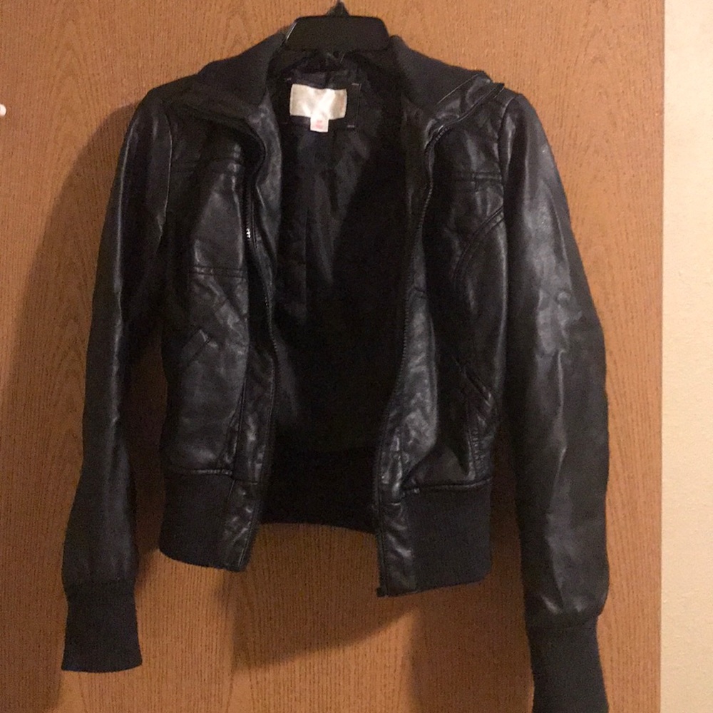 Faux leather bomber jacket